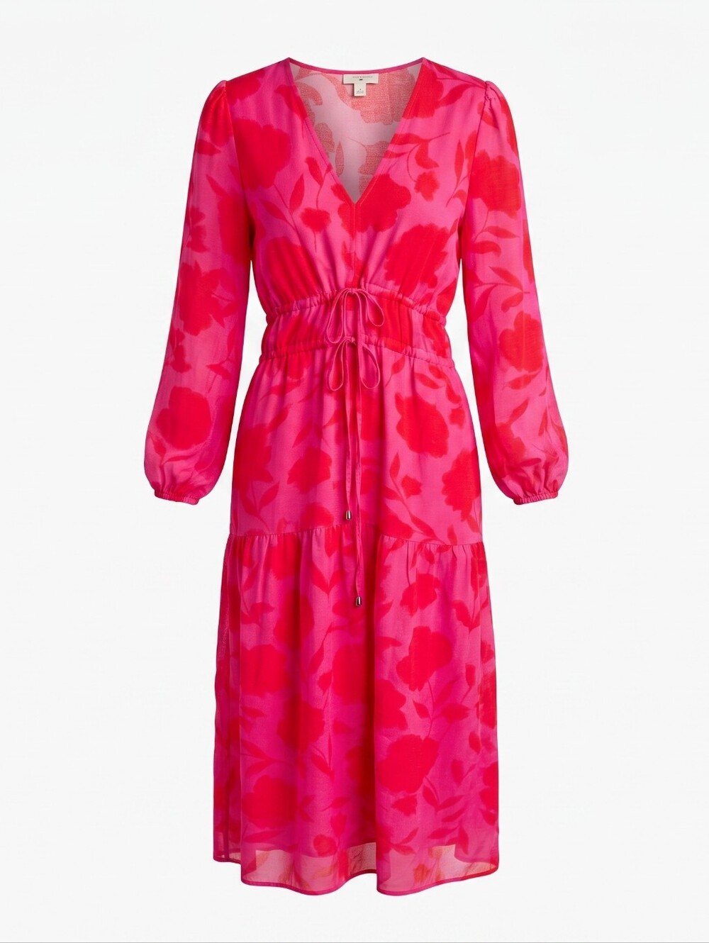 Kate Spade x Target Hot Pink Floral V-Neck Long Sleeve Maxi Dress in Large